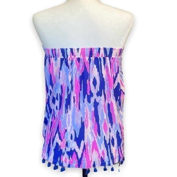 WOMEN’S lilly pulitzer one too many palma tube top amethyst ikat print size S - Picture 3 of 9